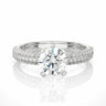 1.50 Ct round Cut 3 Row Pave Solitaire Diamond Engagement Ring In White Gold