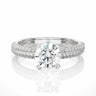 1.10 Ct Round Cut Lab Diamond 3 Row Pave Solitaire Engagement Ring In White Gold