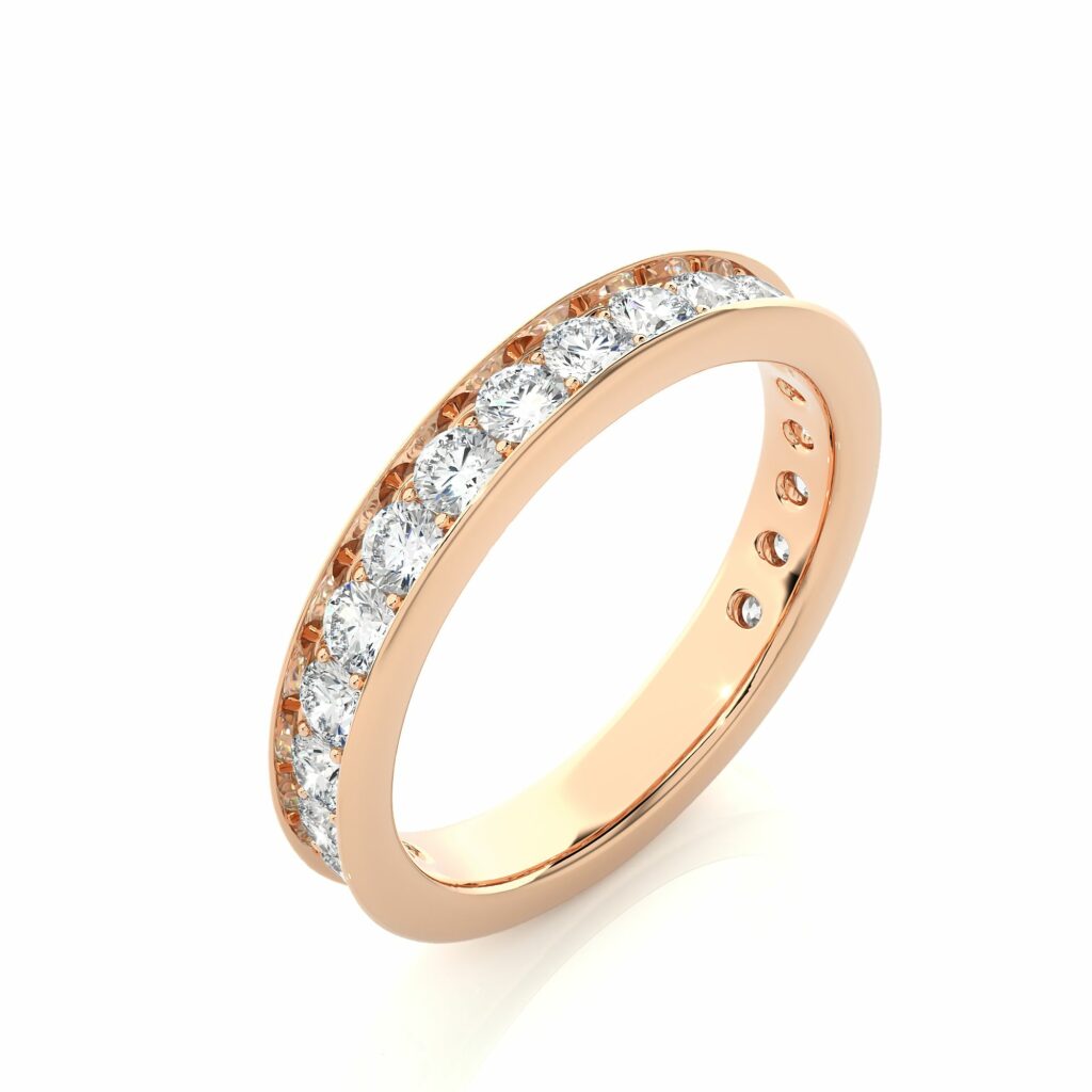 1.31 Carat Round Cut Channel Set Half Eternity Diamond Wedding Band
