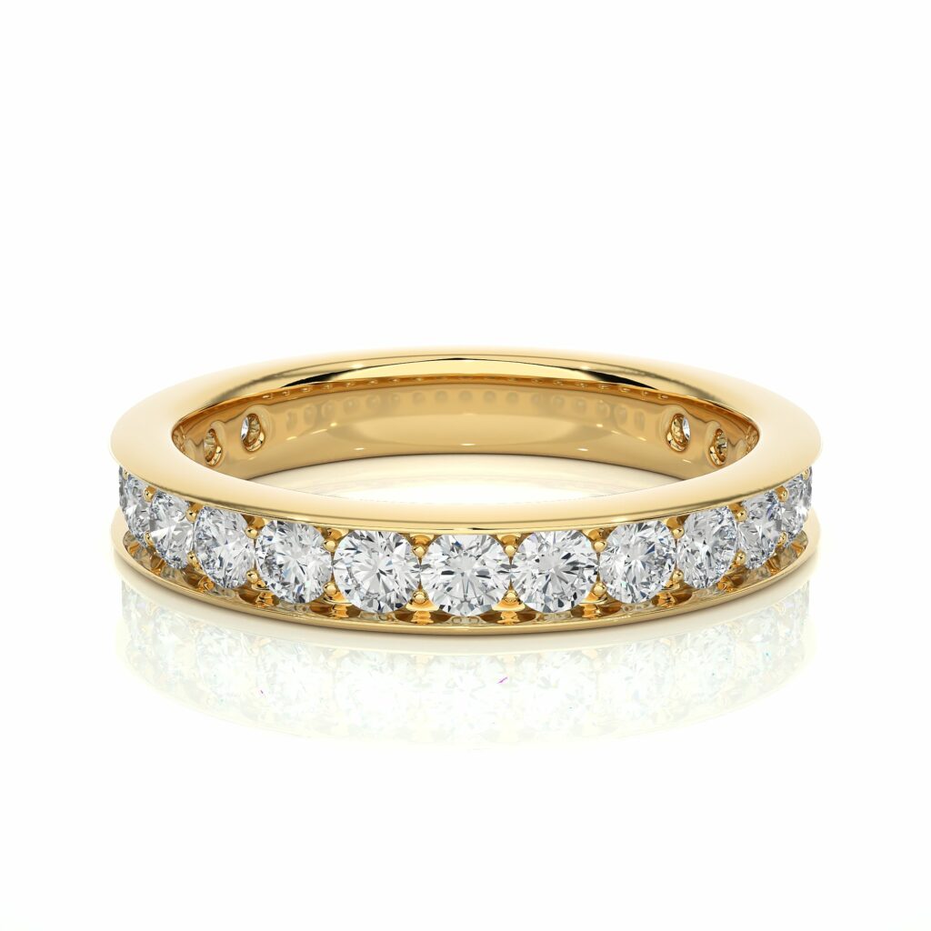 1.10 Ct Round Cut Channel Set Half Eternity Lab Diamond Band In White Gold Yellow
