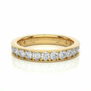 1.31 Carat Round Cut Channel Set Half Eternity Diamond Wedding Band 18K Yellow Gold Natural Diamond