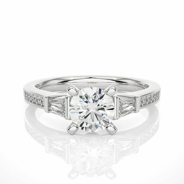 1.70 Ct Round Lab Diamond Three Stone Engagement Ring In White Gold