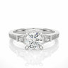 1.70 Ct Round & Baguette Cut 4 Prong Set Lab Diamond 3 Stone Engagement Ring In White Gold