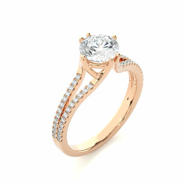 Bague de fiançailles diamant à tige fendue taille ronde 1,10 ct en or rose 