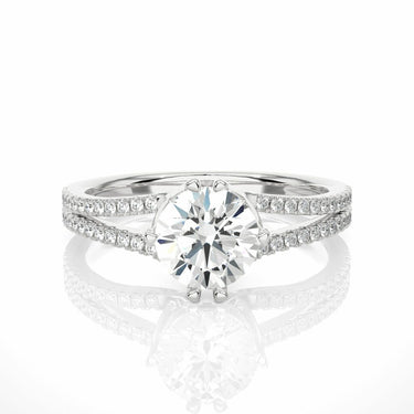 1.10 Ct Round Cut Lab Diamond Split Shank Solitaire Engagement Ring In White Gold