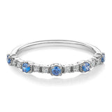 1.10 Carat Blue & White Lab Diamond Prong Setting Half Eternity Wedding Band