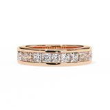 1.10 Carat Princess Cut Half Eternity Diamond Wedding Band In Rose Gold