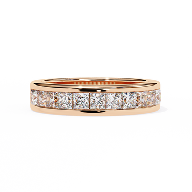 1.10 Carat Princess Cut Half Eternity Diamond Wedding Band In Rose Gold