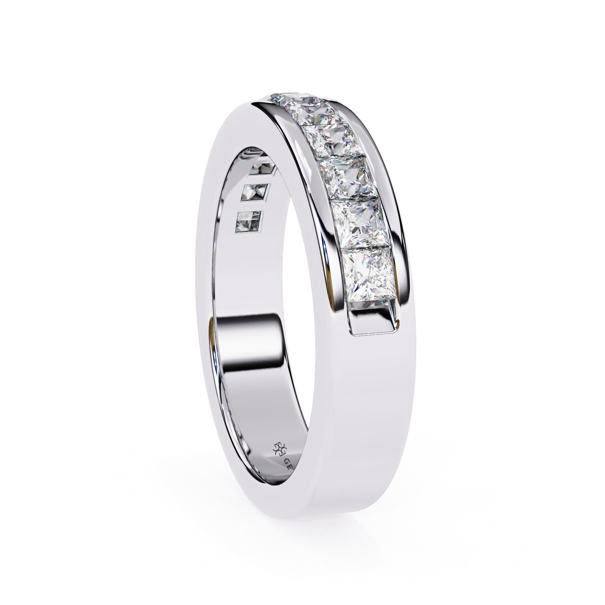 1.10 Ct Princess Cut Half Eternity Diamond Wedding Band In White Gold Diamond Wedding Bands
