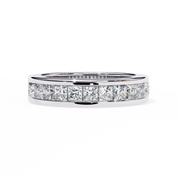 1.10 Ct Princess Cut Half Eternity Diamond Wedding Band In White Gold 950 Platinum Natural Diamond Diamond Wedding Bands