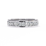 1.10 Carat Princess Cut Half Eternity Diamond Wedding Band In White Gold