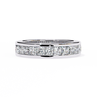 1.10 Carat Princess Cut Half Eternity Diamond Wedding Band In White Gold