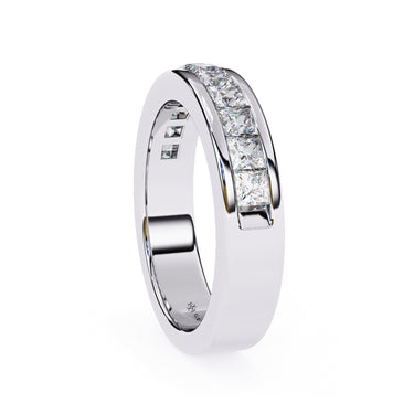 1.10 Carat Princess Cut Half Eternity Diamond Wedding Band In White Gold