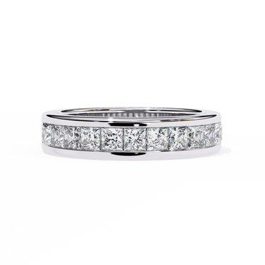 1.10 Carat Princess Cut Half Eternity Diamond Wedding Band In White Gold