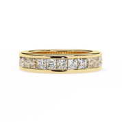 1.10 Ct Princess Cut Half Eternity Diamond Wedding Band In White Gold 18K Yellow Gold Natural Diamond Diamond Wedding Bands