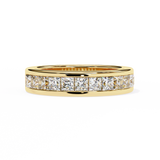 1.10 Carat Princess Cut Half Eternity Diamond Wedding Band In Yellow Gold