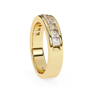 1.10 Carat Princess Cut Half Eternity Diamond Wedding Band In Yellow Gold