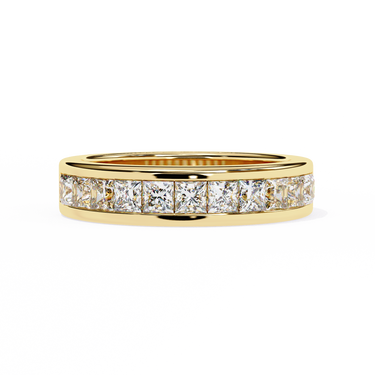 1.10 Carat Princess Cut Half Eternity Diamond Wedding Band In Yellow Gold