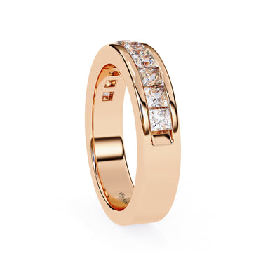 1.10 Carat Princess Cut Half Eternity Diamond Wedding Band In Rose Gold