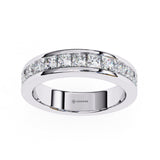 1.10 Carat Princess Cut Half Eternity Diamond Wedding Band In White Gold