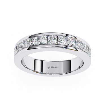 1.10 Carat Princess Cut Half Eternity Diamond Wedding Band In White Gold