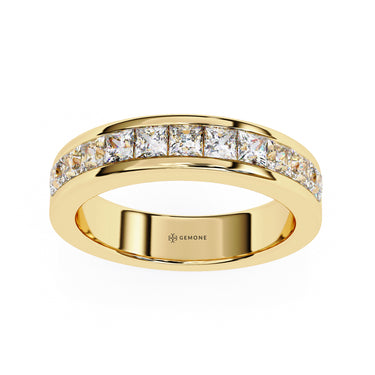 1.10 Carat Princess Cut Half Eternity Diamond Wedding Band In Yellow Gold