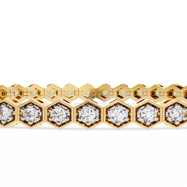 1.10 Carat Round Cut Diamond Tennis Bracelet In Yellow Gold