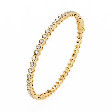 1.10 Carat Round Cut Diamond Tennis Bracelet In Yellow Gold