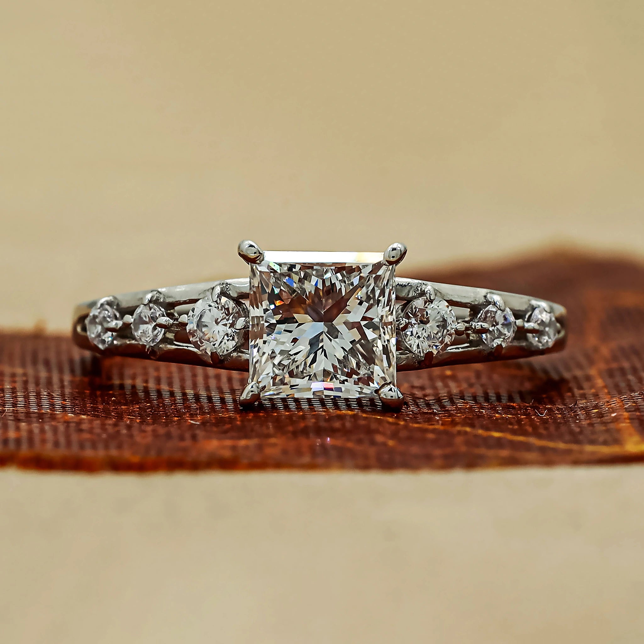 1.12 Ct Princess & Round Cut Lab Dimond Ring