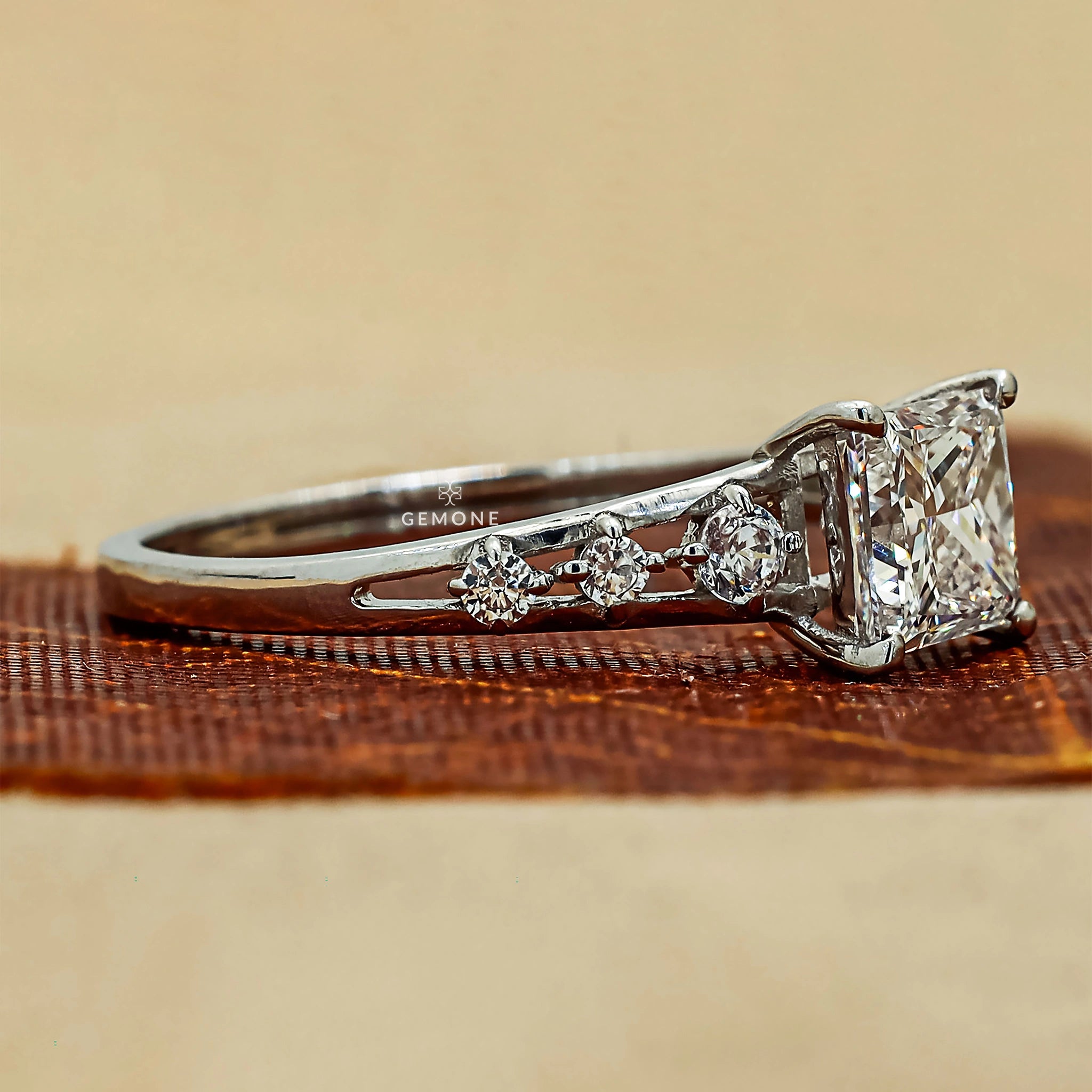 1.12 Ct Princess & Round Cut Lab Dimond Ring