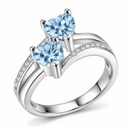 1.12 Carat Double Heart Bypass Diamond Ring 950 Platinum