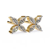 1.12 Carat Diamond Earrings Studs Floral Marquise Cluster Design 18K Yellow Gold Natural Diamond