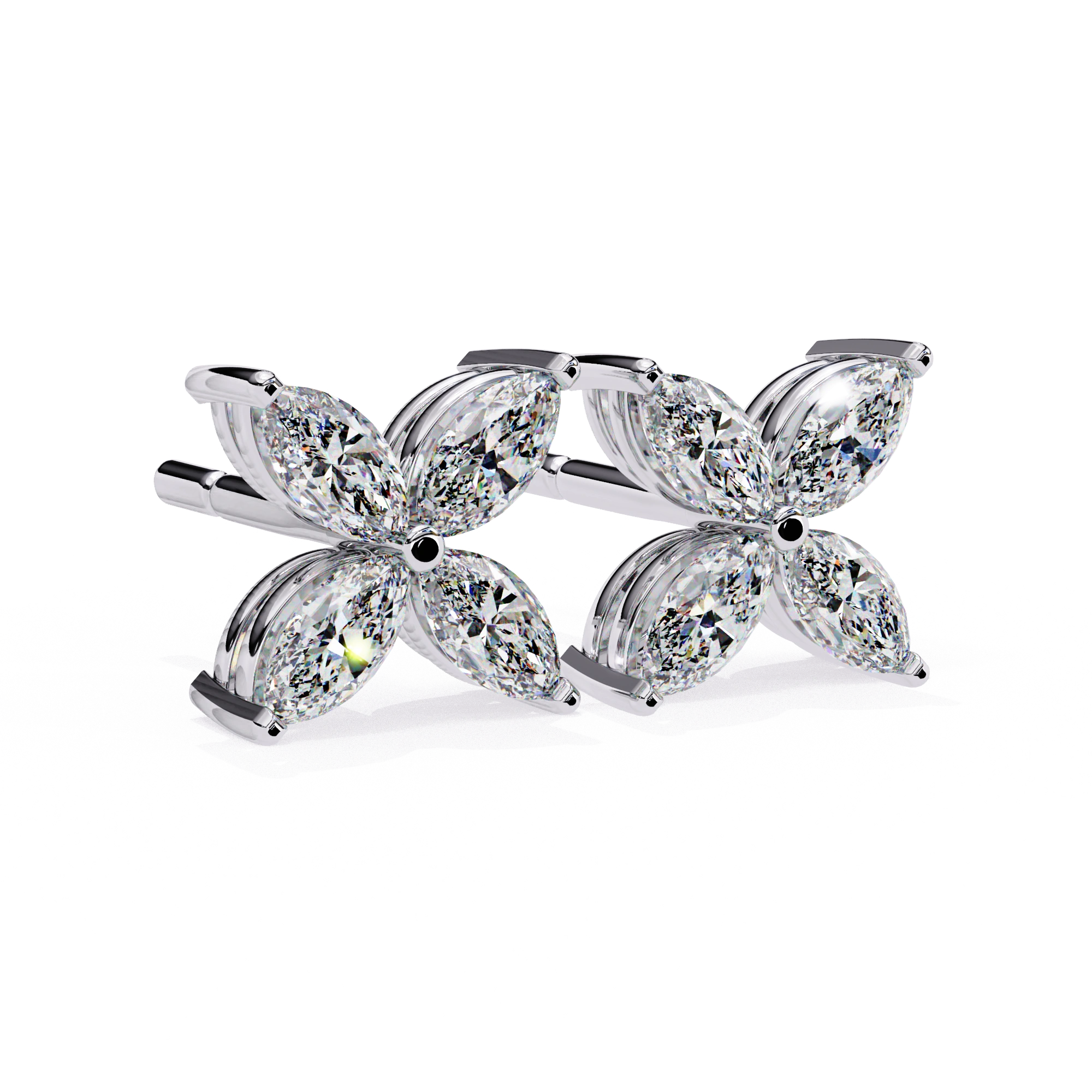 1.12 Carat Diamond Earrings Studs Floral Marquise Cluster Design 950 Platinum Natural Diamond
