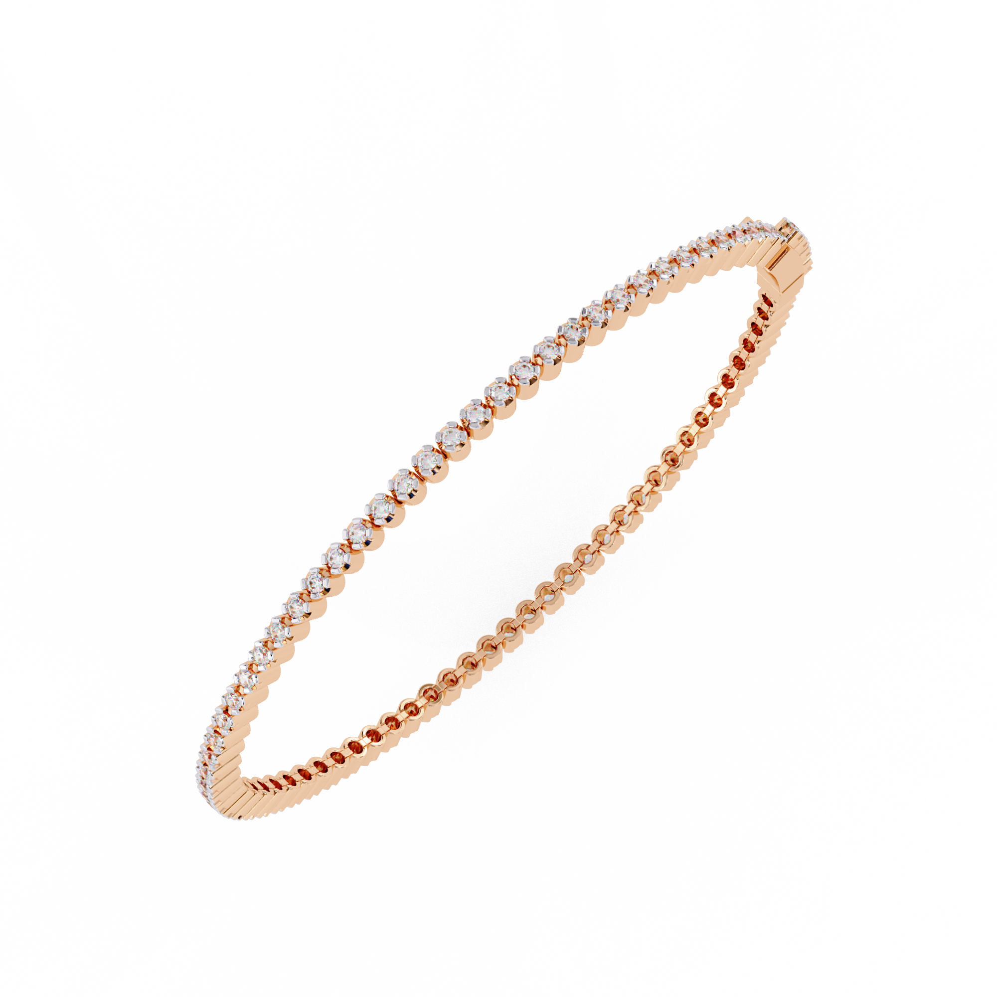 1.30 Carat Round Shape Diamond Tennis Bracelet in Rose Gold