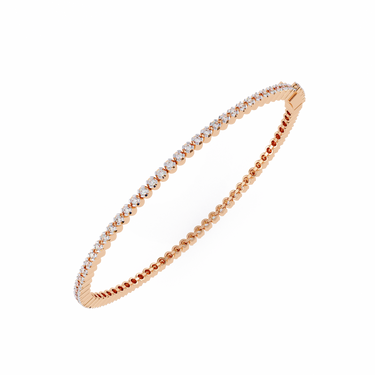 1.13 Carat Round Shape Diamond Tennis Bracelet in Rose Gold