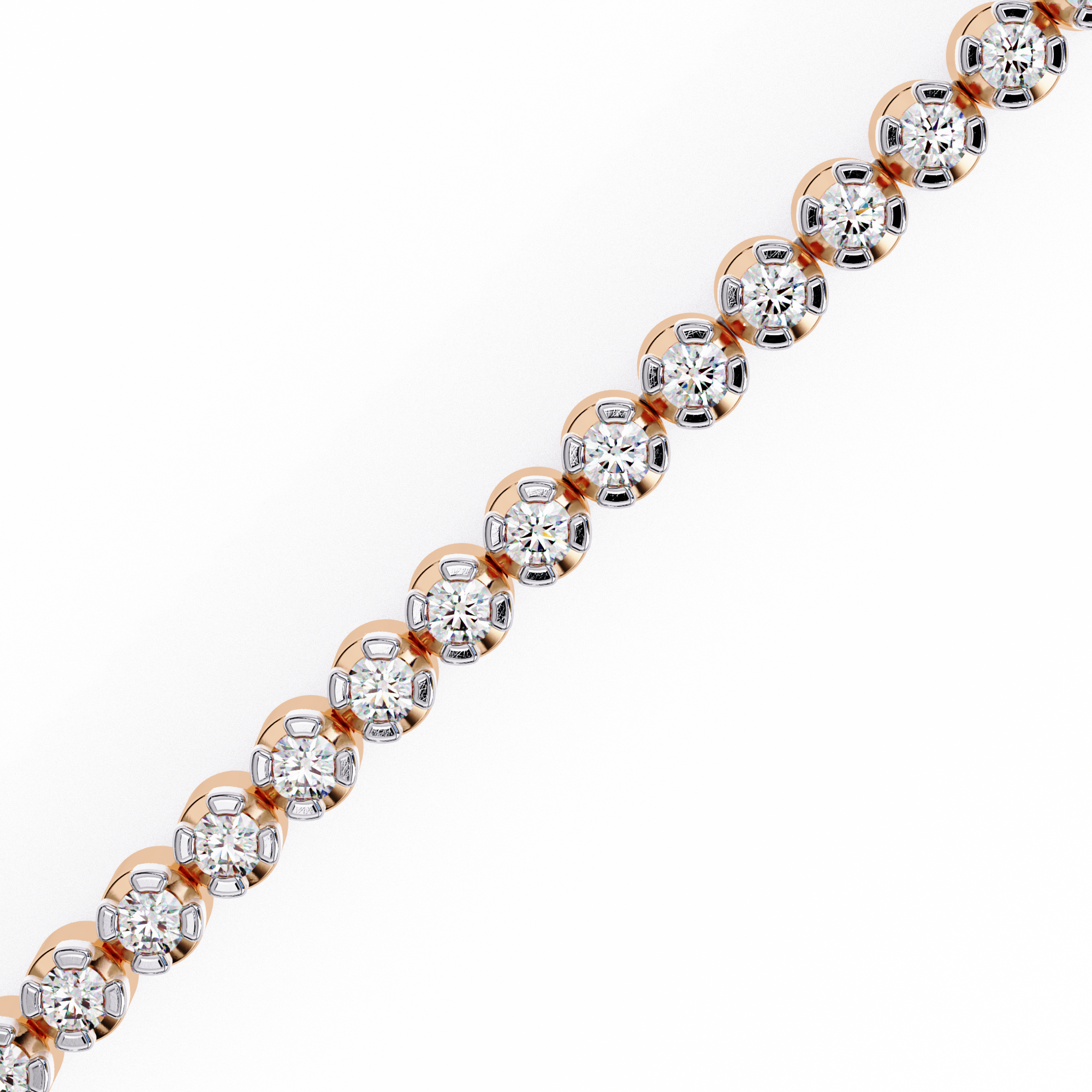 1.30 Carat Round Shape Diamond Tennis Bracelet in Rose Gold
