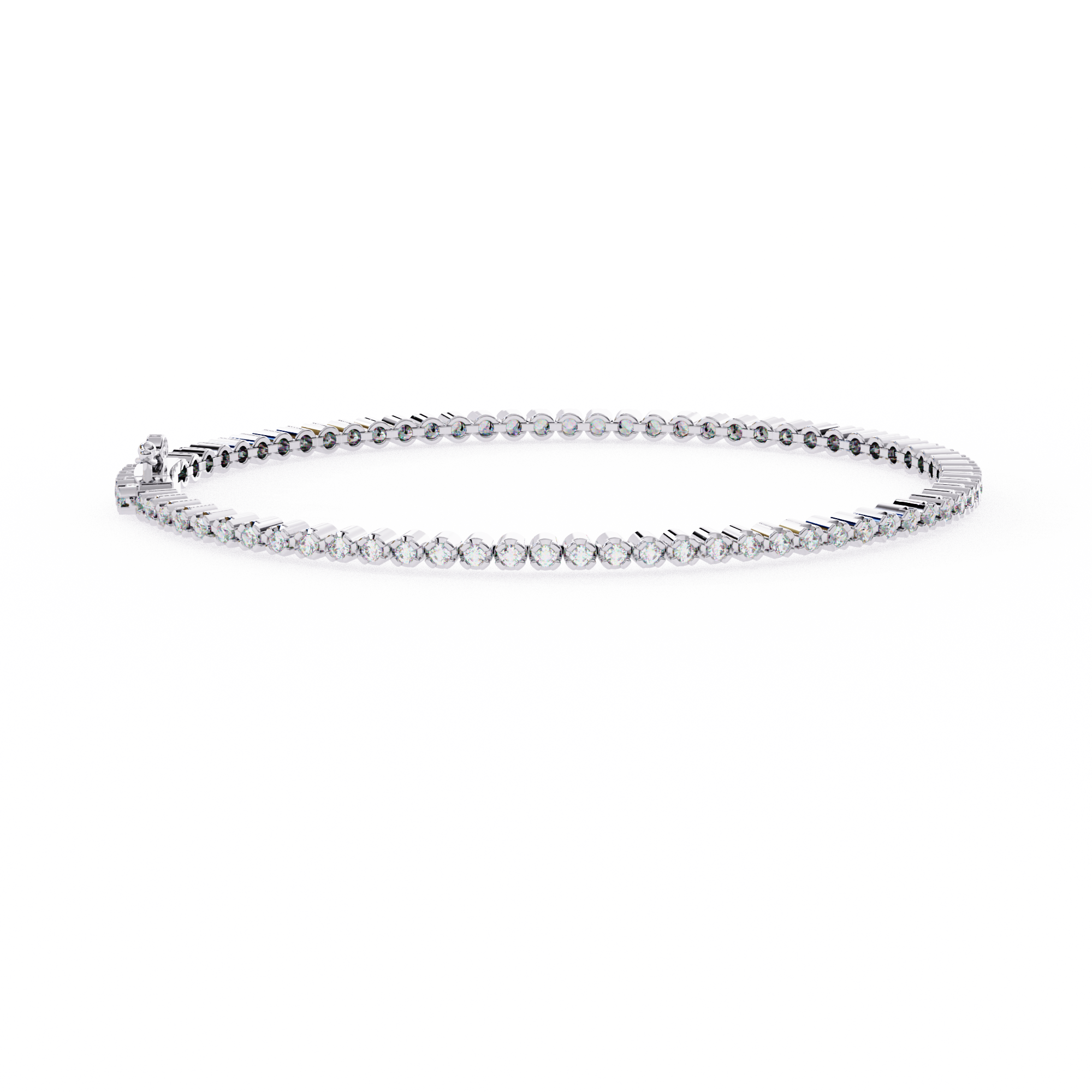 1.30 Carat Round Shape Diamond Tennis Bracelet in Rose Gold 950 Platinum Natural Diamond