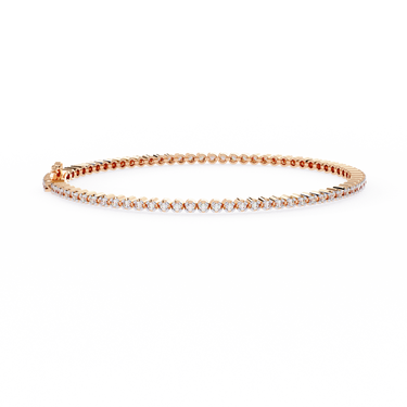 1.13 Carat Round Shape Diamond Tennis Bracelet in Rose Gold 