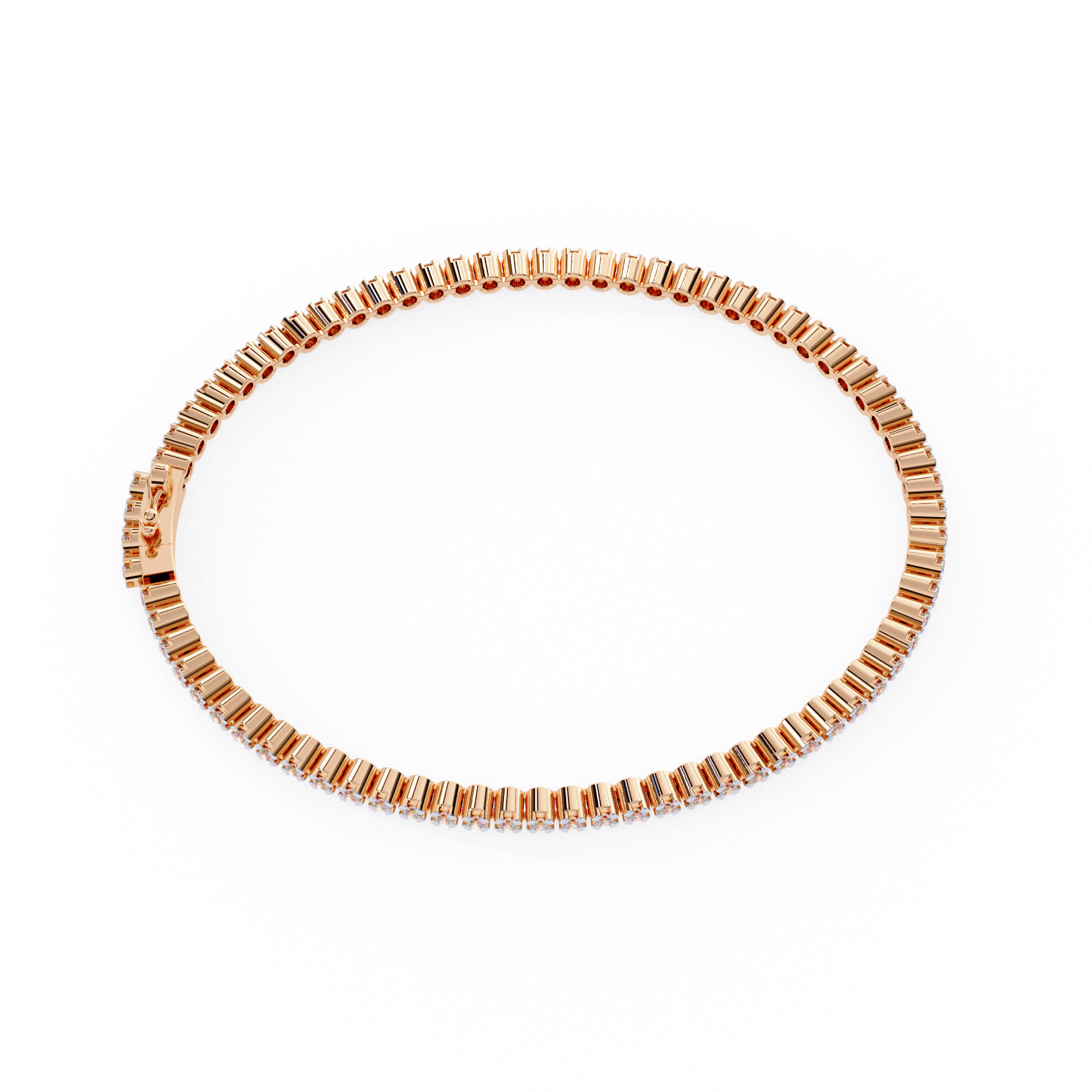 1.30 Carat Round Shape Diamond Tennis Bracelet in Rose Gold