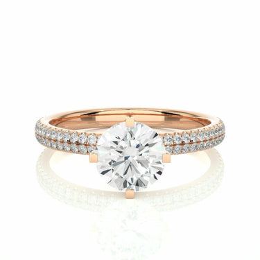1.15 Carat Round Cut Prong Setting Diamond Ring With Side Accents In Rose Gold 