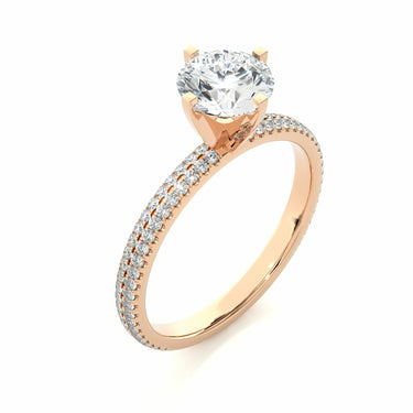 1.15 Carat Round Cut Prong Setting Diamond Ring With Side Accents In Rose Gold 