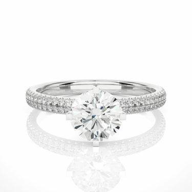 1.15 Carat Round Cut Prong Setting Diamond Ring With Side Accents In White Gold