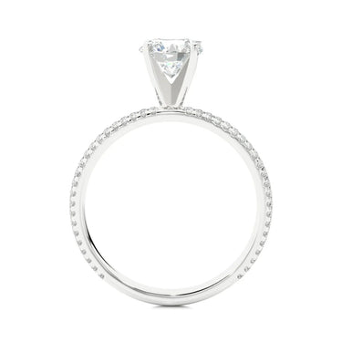 Bague de fiançailles solitaire en diamant de laboratoire taille ronde de 1,15 ct avec accents en or blanc 