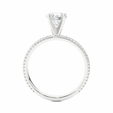 1.15 Ct Round Cut Lab Diamond Solitaire With Accents Ring In White Gold