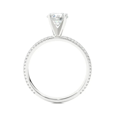 1.15 Carat Round Cut Lab Diamond Solitaire with Accents Ring In White Gold