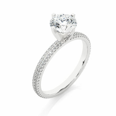 1.15 Carat Round Cut Prong Setting Diamond Ring With Side Accents In White Gold