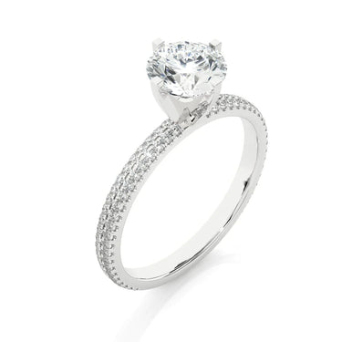 Bague de fiançailles solitaire en diamant de laboratoire taille ronde de 1,15 ct avec accents en or blanc 