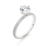 Round Cut Moissanite Solitaire With Side Accents Engagement Ring