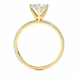 1.15 Carat Round Cut Prong Setting Diamond Ring With Side Accents In Yellow Gold