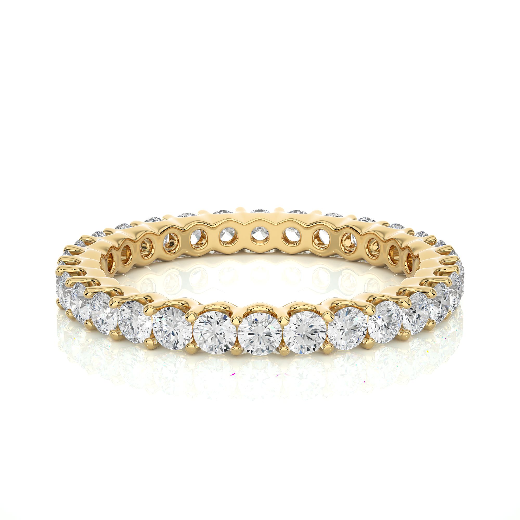 1.20 Ct Round Cut Prong Setting Lab Grown Diamond Wedding Band 18K Yellow Gold Natural Diamond Eternity Wedding Rings